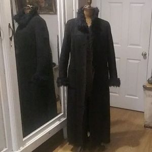 Faux Suede floor-length coat. Faux fur
